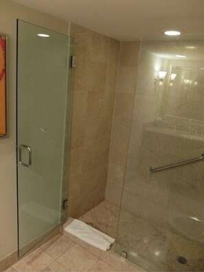 Combined shower/bathtub, jetted bath