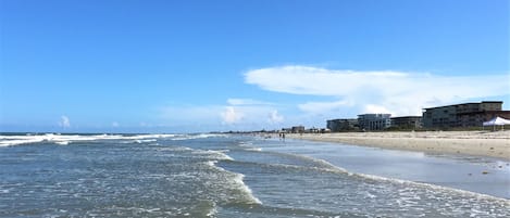 On the beach, beach towels