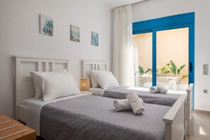 2 bedrooms, in-room safe, iron/ironing board, travel cot