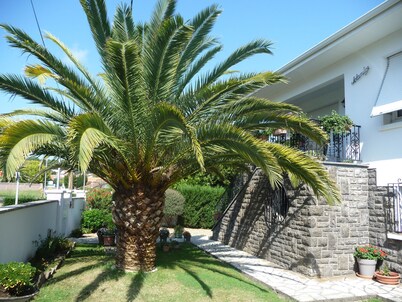 Spacious apartment in villa with large private garden and terrace near the sea