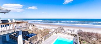 Oceanfront Estate, Corolla, 7 Bedrooms, Heated Pool, Hot tub with oceanview, Lig