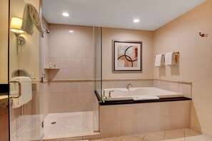 Shower, hair dryer, towels, soap - MGM Signature-21-703 Strip View Jacuzzi Studio (Las Vegas)
