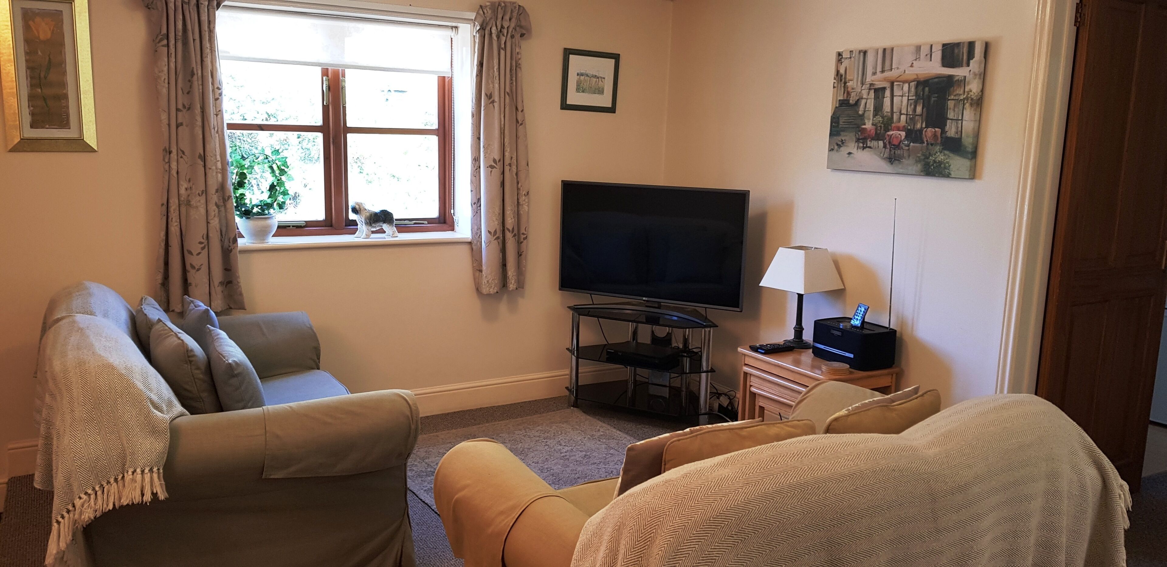 Smart TV, DVD player, table football, ping pong