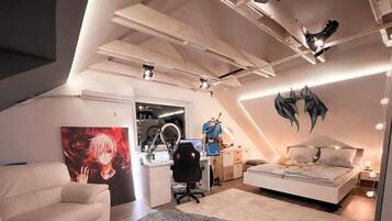 Luxe loft, 1 queensize bed met slaapbank | 2 slaapkamers, Italiaanse Frette-lakens, luxe beddengoed