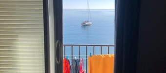 A large terrace overlooking the sea