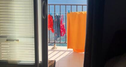 A large terrace overlooking the sea