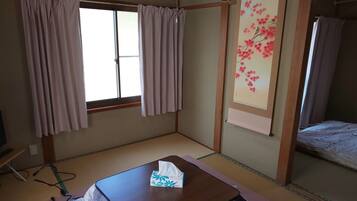 1 bedroom, desk, iron/ironing board, bed sheets