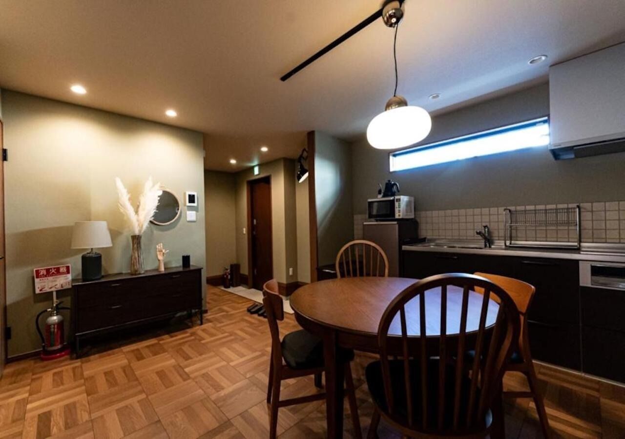 Fridge, microwave, cookware/dishes/utensils