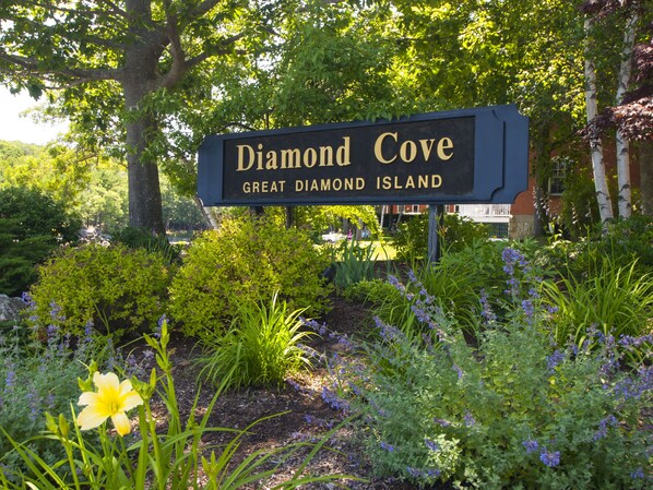 A sign for 'Diamond Cove' on Great Diamond Island. - Historic Officer's Quarters House on Great Diamond Island Near Beaches (Portland)