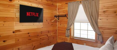 1 bedroom, desk, iron/ironing board, travel cot