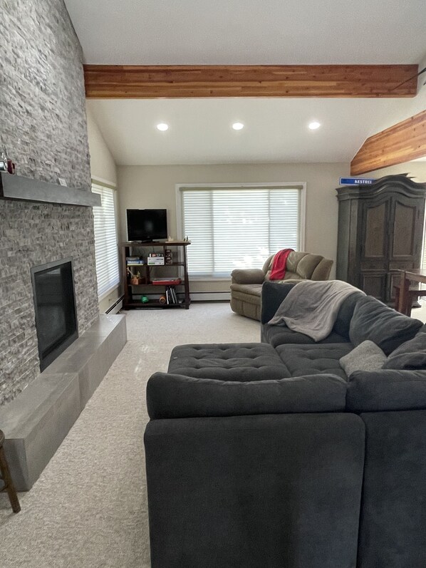 TV, fireplace, printers