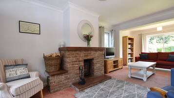 Smart TV, fireplace, DVD player