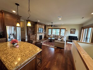 TV, fireplace