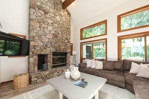 Smart TV, fireplace, video games, books