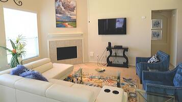 Comfort House, 4 Bedrooms | Living area | Flat-screen TV