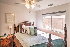 3 bedrooms, iron/ironing board, travel crib, internet