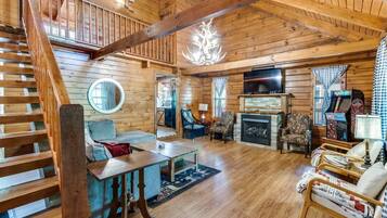 Smart TV, lareira, videogames, aparelho de som