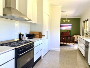 Fridge, oven, cookware/dishes/utensils, spices