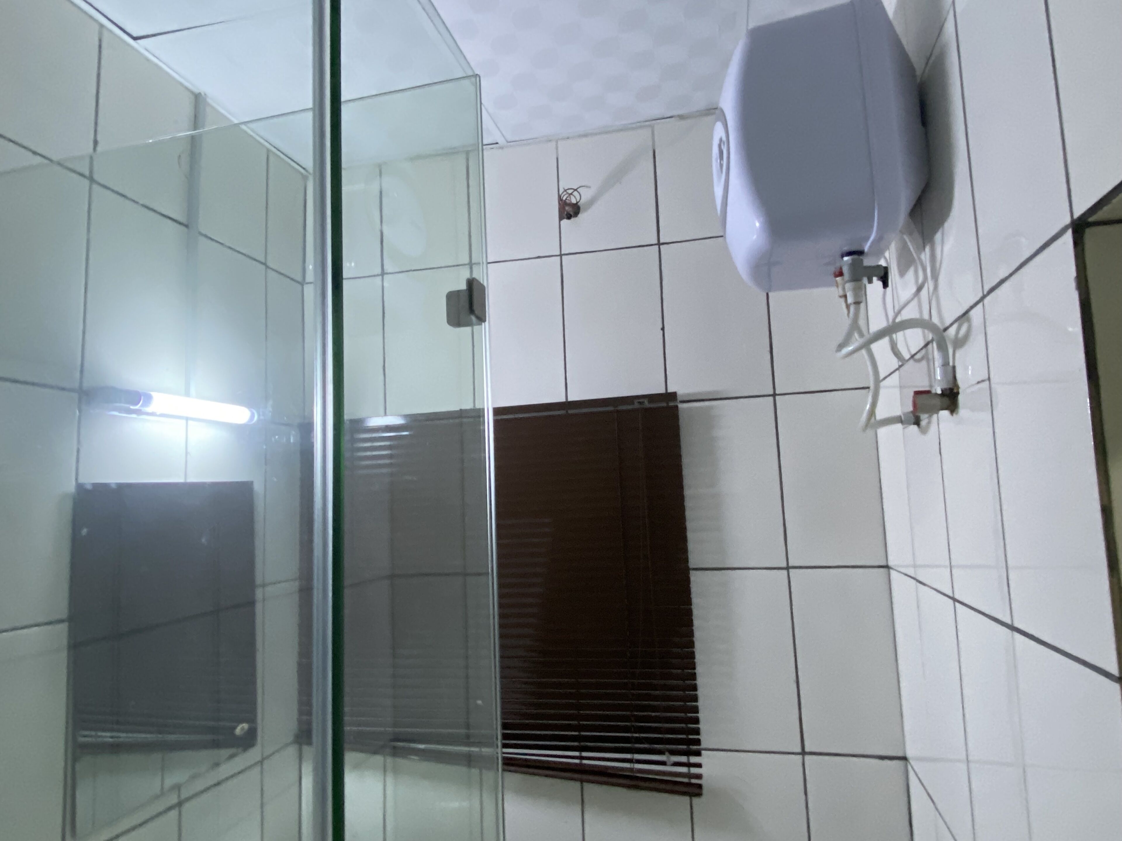 Shower, towels, soap, toilet paper