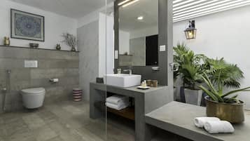 Phòng đôi Premium | Phòng tắm | Buồng tắm vòi sen, vòi sen phun mưa, đồ dùng nhà tắm miễn phí