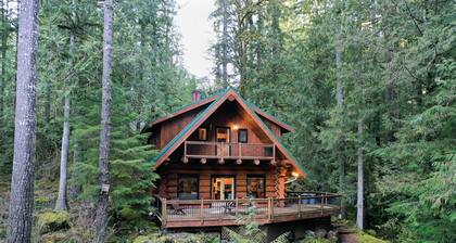 Rustic Lux Log Home w/Hot tub, Sauna, Pet Friendly and Mtn View