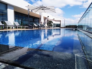 Outdoor pool, sun loungers