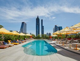 Outdoor pool, sun loungers