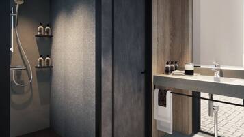 Articles de toilette (gratuits), pantoufles, serviettes fournies