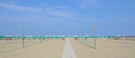 Beach nearby, sun loungers