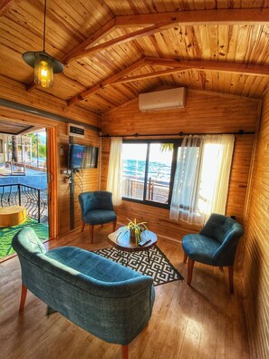 Deluxe Bungalow, Fireplace, Beachfront | Desk, laptop workspace, free WiFi, bed sheets - Lazoglu Bungalov (Kusadasi)