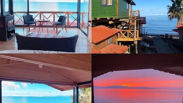 Honeymoon boomhut, veranda, uitzicht op zee | Een bureau, een laptopwerkplek, gratis wifi, beddengoed