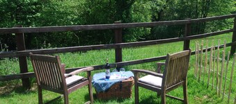 Cosy studio apartment with garden, views and forest walks from the doorstep.