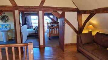 Smart TV, fireplace, DVD player, books