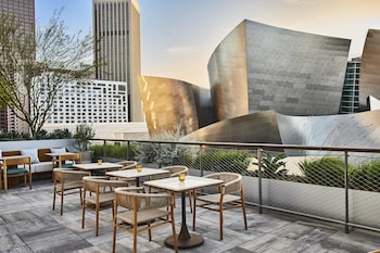 Hotel entrance and lobby at Conrad Los Angeles