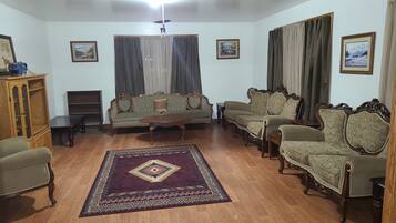 Smart TV, DVD player, books, video library