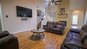 Premier House, 3 Bedrooms, Private Pool | Living area | Flat-screen TV
