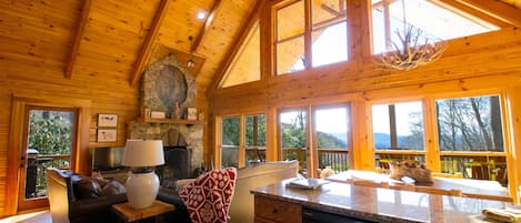 Smart TV, fireplace, video games, DVD player