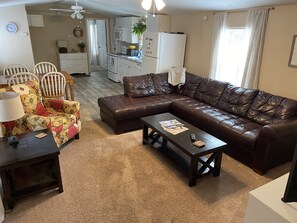 Smart TV, video games, DVD player, foosball