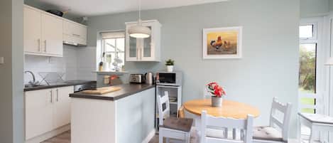 Fridge, microwave, oven, toaster