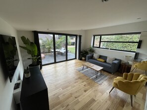 TV, fireplace