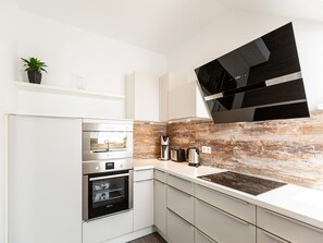 Fridge, microwave, oven, dishwasher