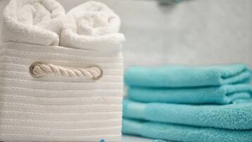 Basic Apartment | Bathroom | Shower, free toiletries, hair dryer, towels