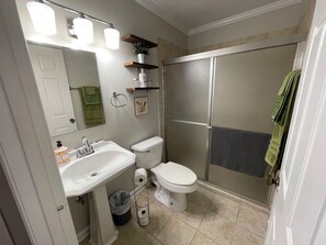 Shower, hair dryer, towels - The Garden Suite at Moon Lake Farm - come stay at the farm (Belden)