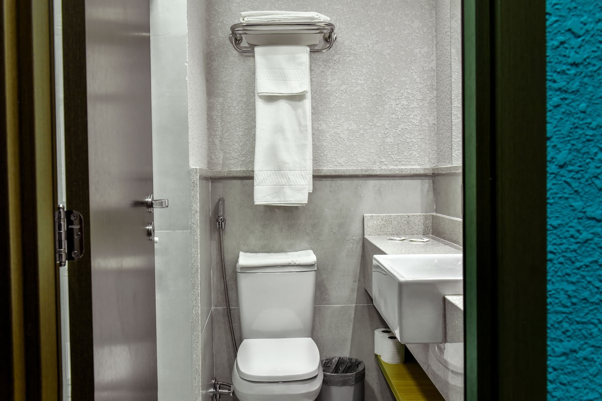 shower, rainfall showerhead, free toiletries, hair dryer