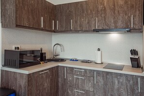 Signature Studio | Private kitchen | Fridge, microwave, oven, dishwasher - Cozy Penthousestudio Cityview W12 (Bucharest)
