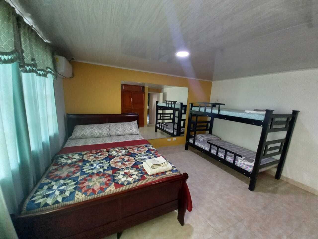 2 bedrooms, blackout curtains, bed sheets