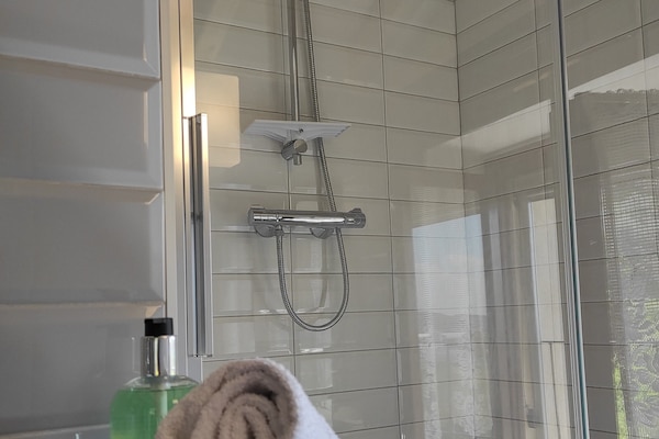Secador de pelo, bidé, toallas y papel higiénico