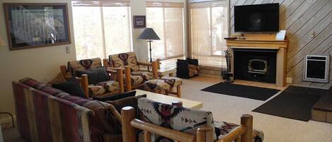 Smart TV, chimenea y reproductor de DVD