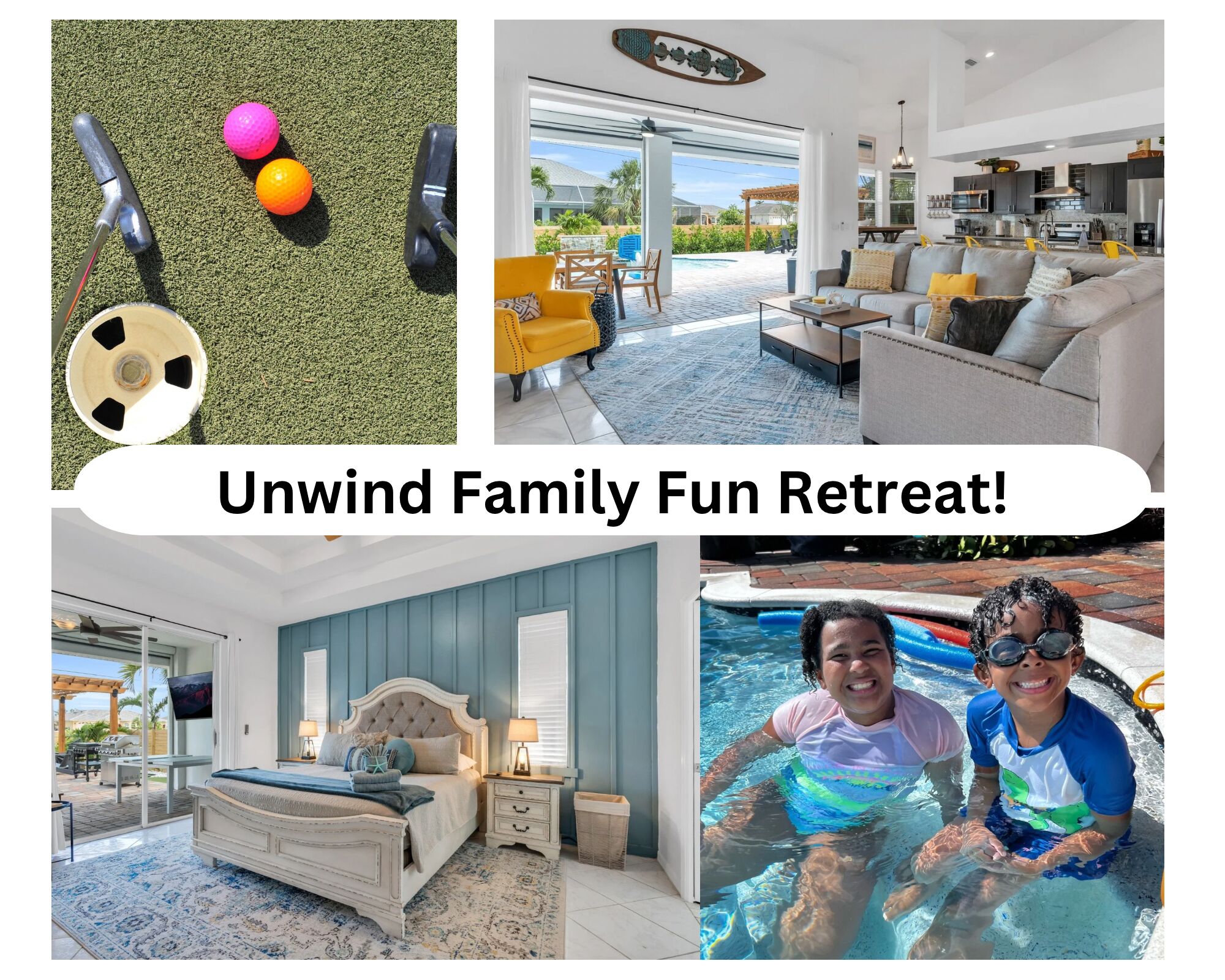 Luxury SALTWATER pool, MINI GOLF, Arcade, SLEEPS 11! Drive to BEACH!!