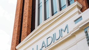 A building with a prominent "PALLADIUM" sign on the facade.